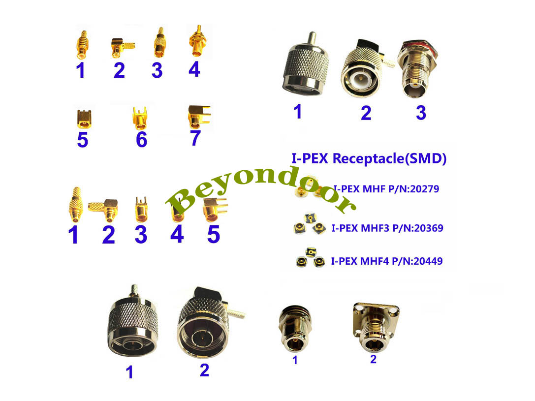 BY-RF Connectors3,all kinds of MCX,MMCX,BNC,TNC,N,IPEX,SMB,SMC connectors or customized